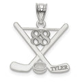 14k White Gold Personalized Hockey Pendant