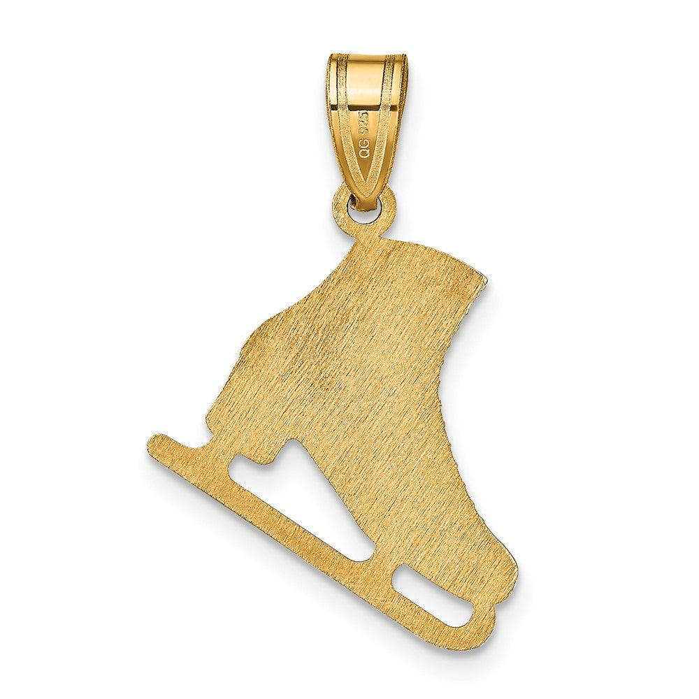 14k Yellow Gold Personalized Ice Skate Pendant