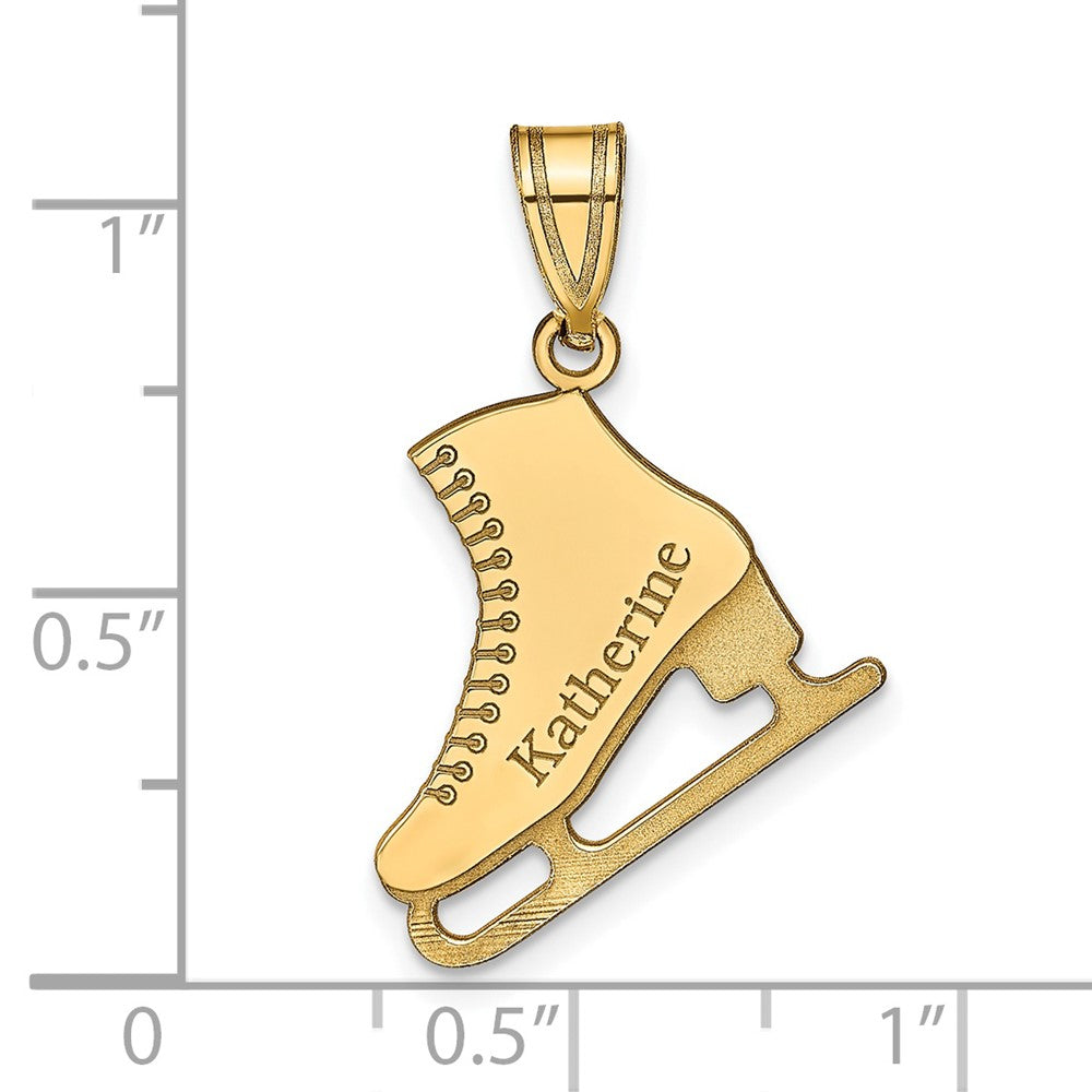 14k Yellow Gold Personalized Ice Skate Pendant