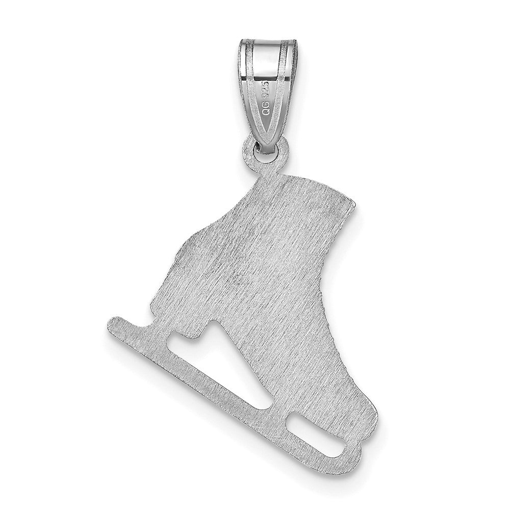 Sterling Silver/Rhodium-plated Personalized Ice skate Pendant