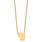 Sterling Silver/Gold-plated Wisconsin State Necklace