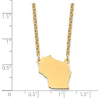 Sterling Silver/Gold-plated Wisconsin State Necklace