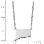 Sterling Silver/Rhodium-plated Connecticut State Necklace