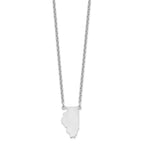 Sterling Silver/Rhodium-plated Illinois State Necklace