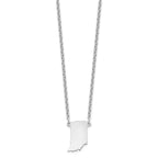 Sterling Silver/Rhodium-plated Indiana State Necklace