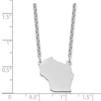 Sterling Silver/Rhodium-plated Wisconsin State Necklace
