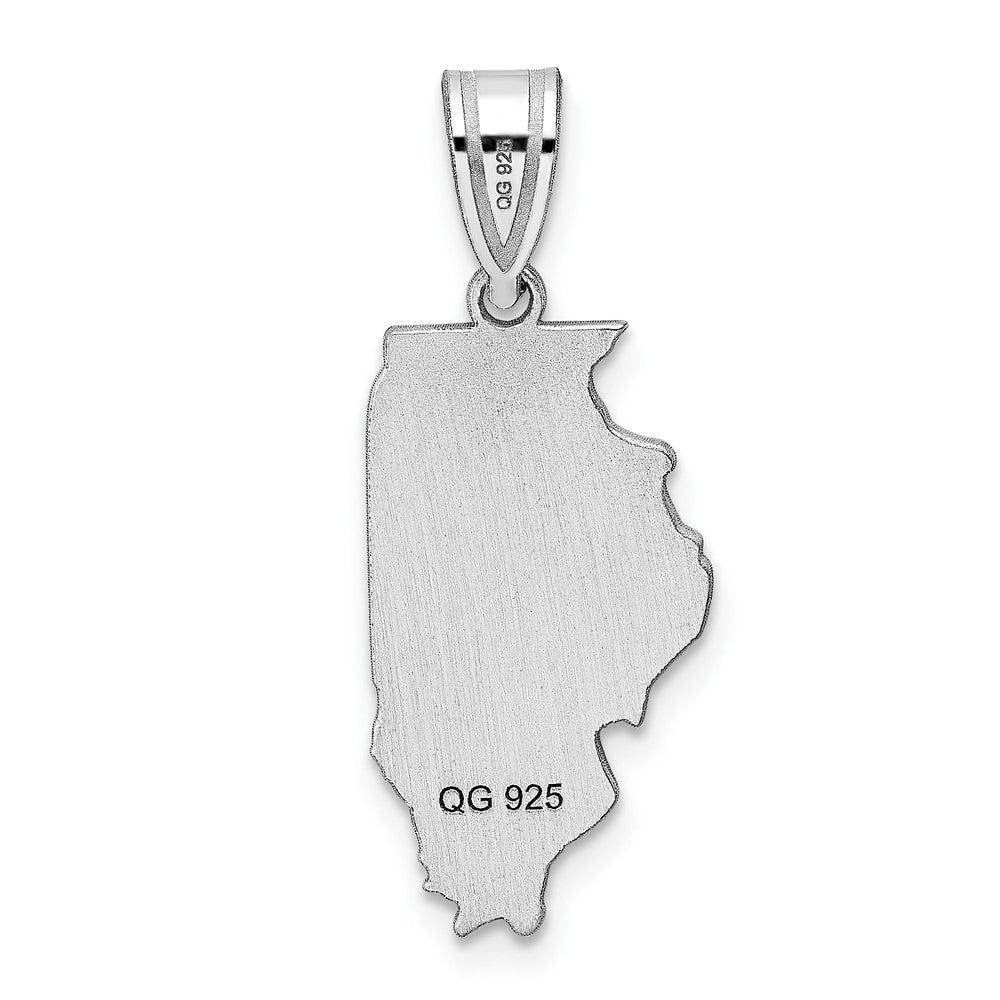 Sterling Silver/Rhodium-plated Illinois State Pendant