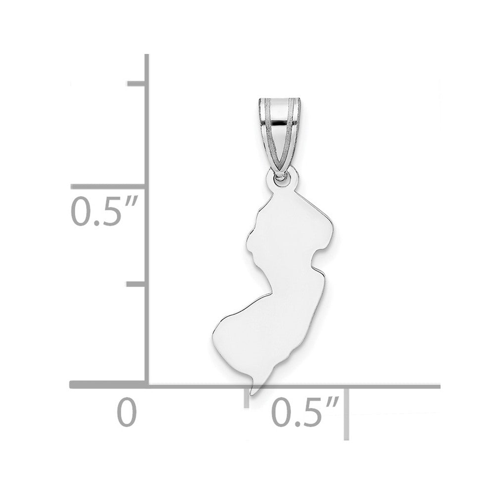 Sterling Silver/Rhodium-plated New Jersey State Pendant