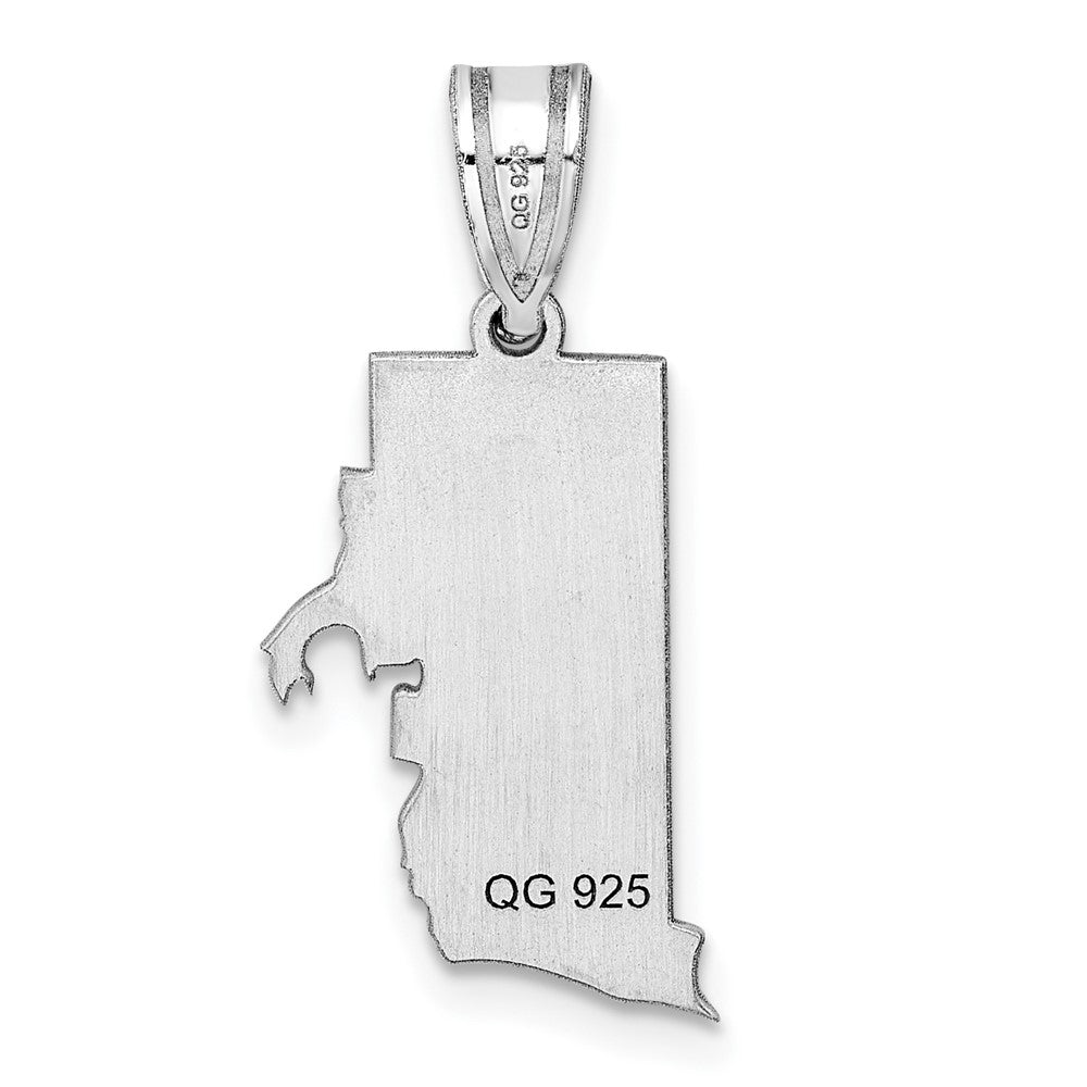 Sterling Silver/Rhodium-plated Rhode Island State Pendant