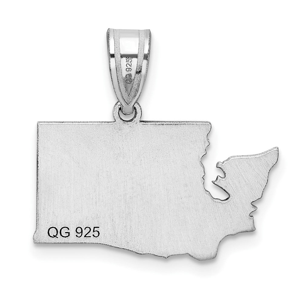 Sterling Silver/Rhodium-plated Washington State Pendant
