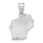 Sterling Silver/Rhodium-plated Wisconsin State Pendant