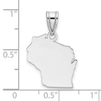 Sterling Silver/Rhodium-plated Wisconsin State Pendant