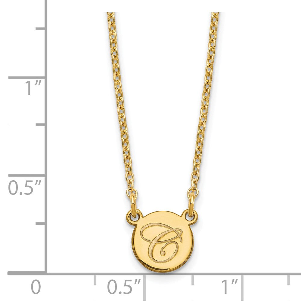 Sterling Silver/Gold-plated Small Circle with Script Initial Necklace