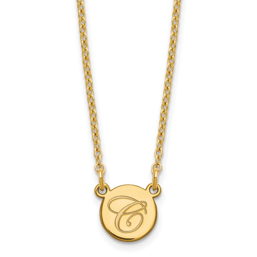Sterling Silver/Gold-plated Small Circle with Script Initial Necklace
