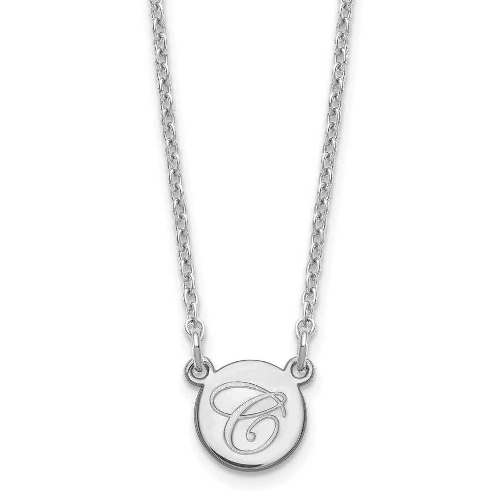 SS/Rhodium-plated Small Circle with Script Initial Necklace