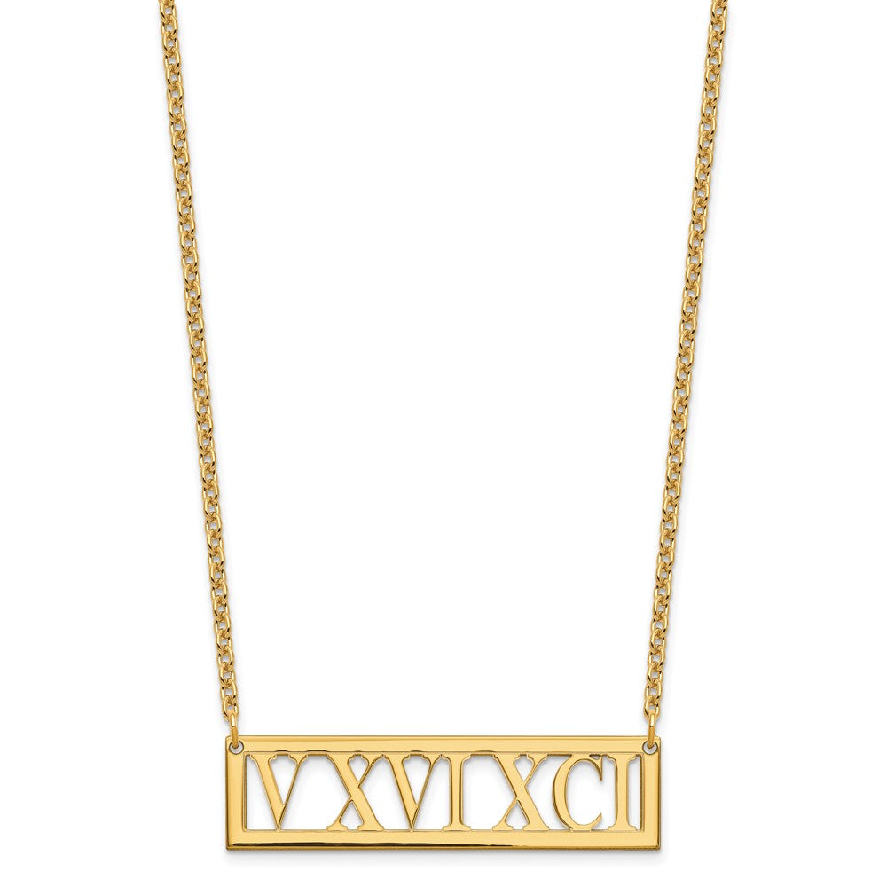 Sterling Silver/Gold-plated Roman Numeral Bar Necklace