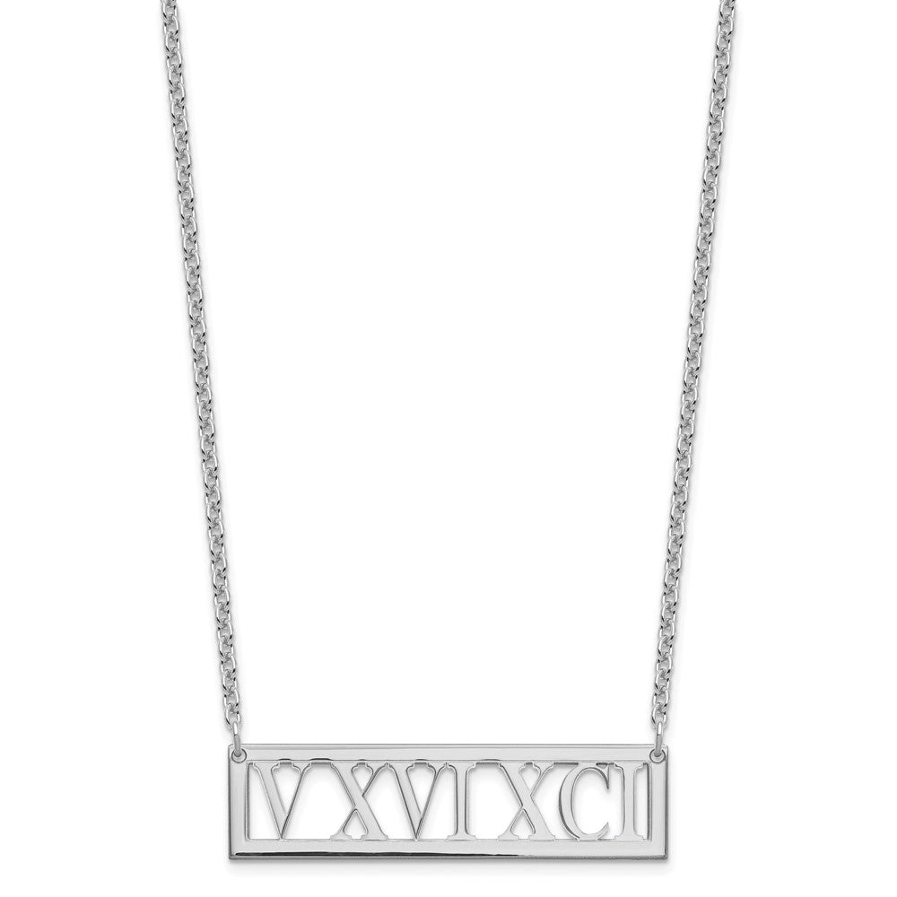 Sterling Silver/Rose-plated Roman Numeral Bar Necklace