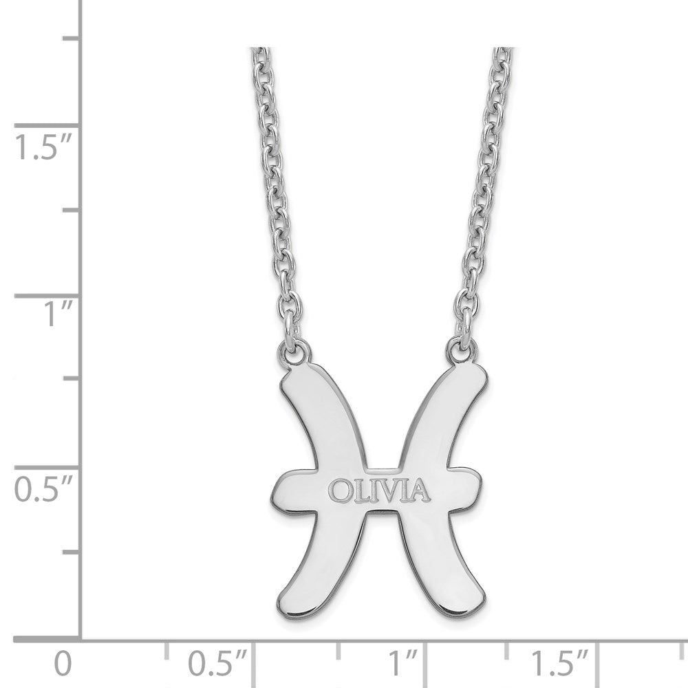 Sterling Silver Rhodium-plated Pisces Zodiac Necklace