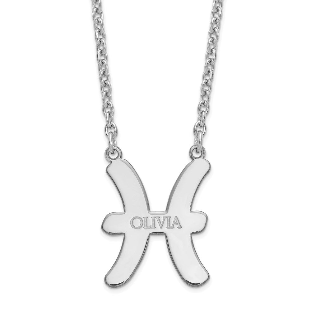 Sterling Silver Rhodium-plated Pisces Zodiac Necklace
