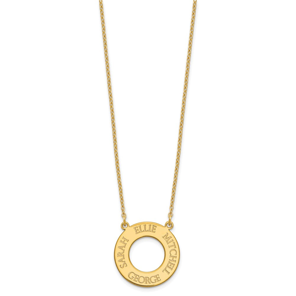 Sterling Silver/Gold-plated Circle with 4 Name Necklace