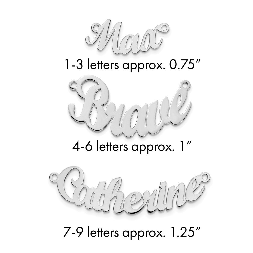 Sterling Silver/Rhodium-plated Curved Name Plate