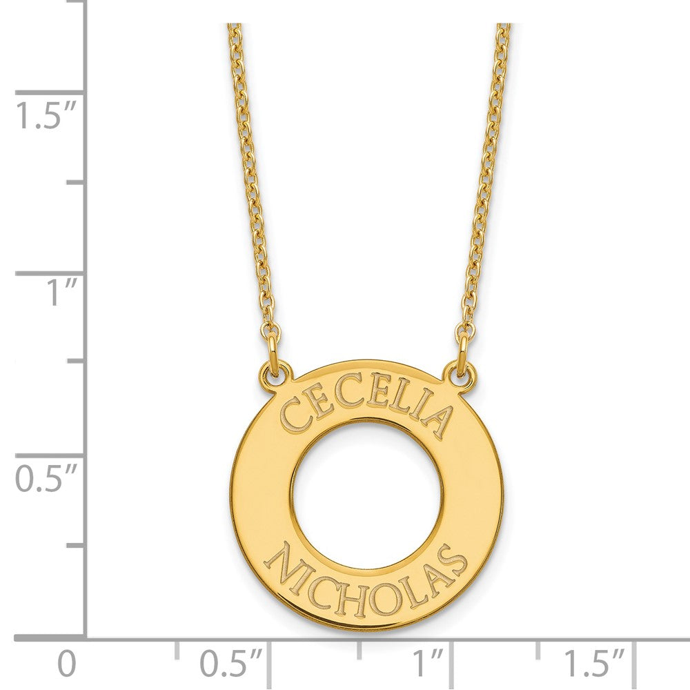 Sterling Silver/Gold-plated Circle with 2 Name Necklace