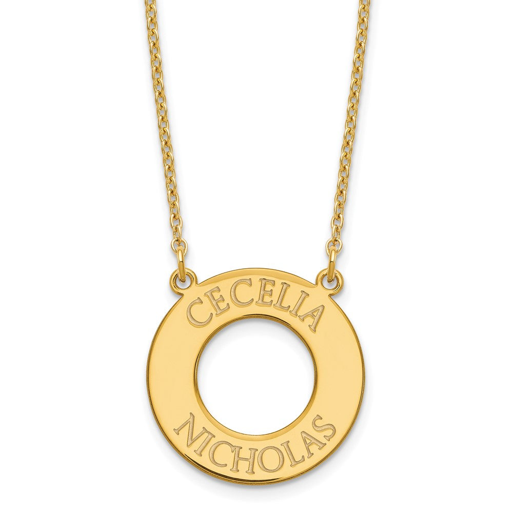 Sterling Silver/Gold-plated Circle with 2 Name Necklace