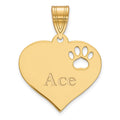 SS/Gold-plated  Heart with Name and  Paw Print Cut-out Pendant