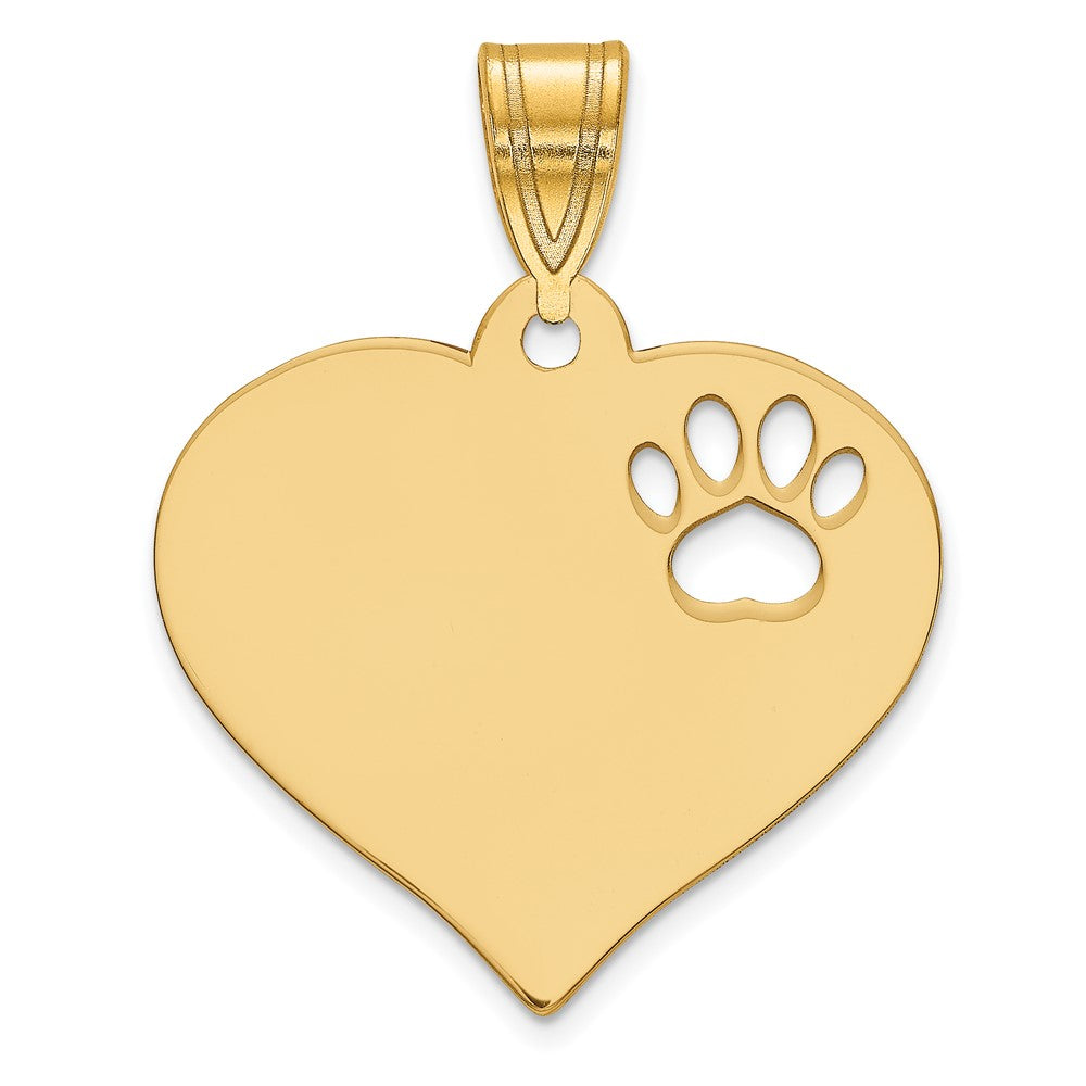 SS/Gold-plated Blank Heart with Cut-out Paw Print Pendant
