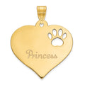 SS/Gold-plated  Heart with Name and  Paw Print Cut-out Pendant