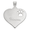 SS/Rhod-plated  Heart with Name and Paw Print Cut-out Pendant