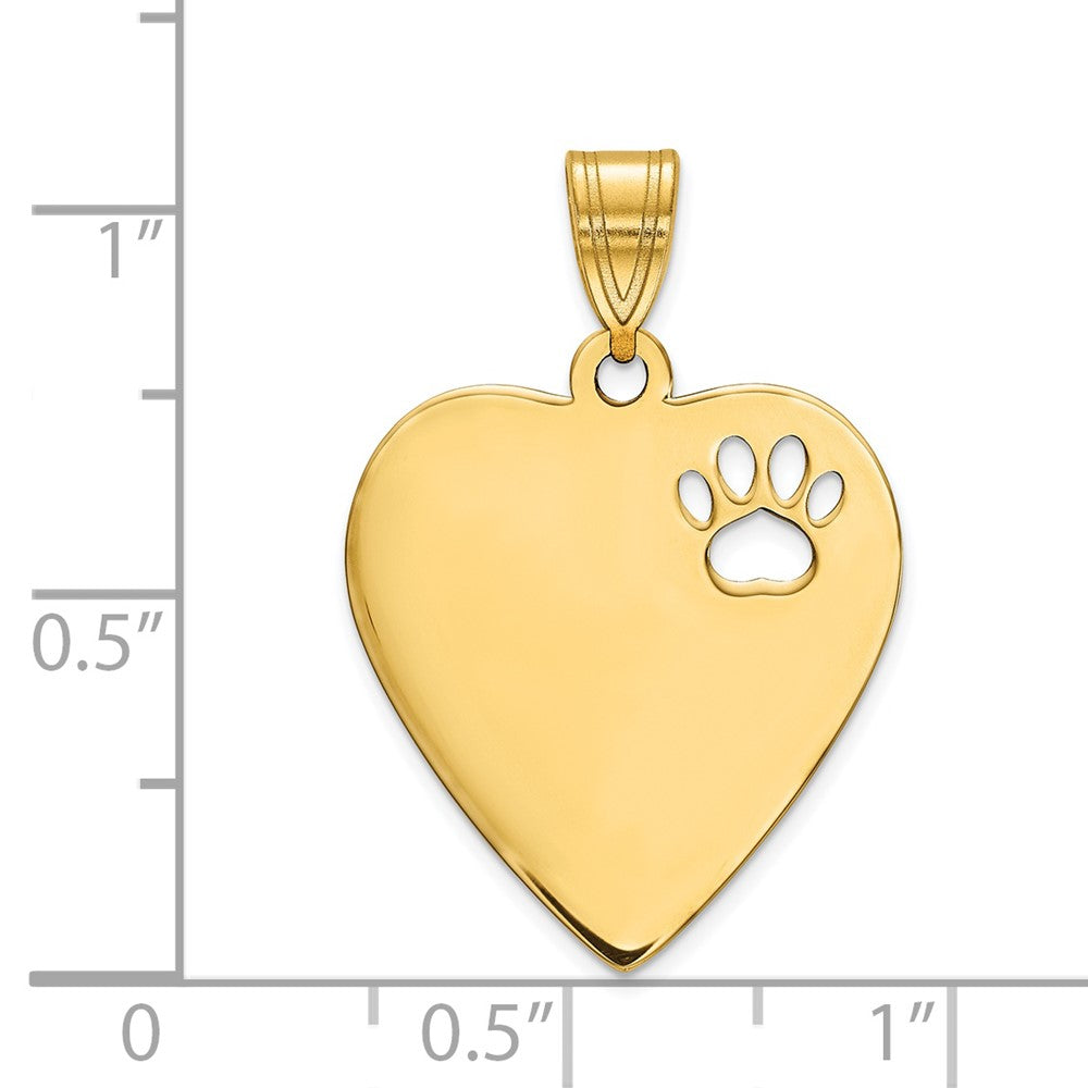 Sterling Silver/Gold-plated Heart with Cut Out Paw Print Pendant