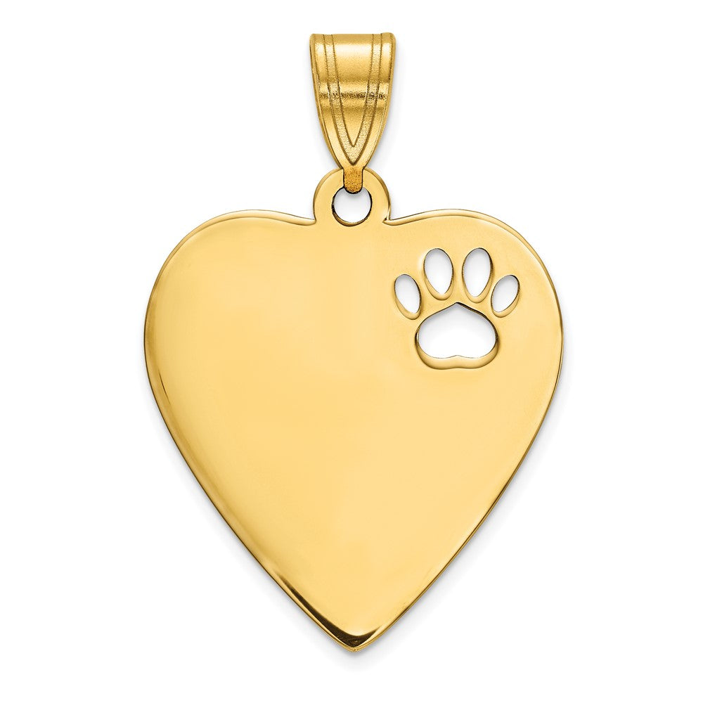 Sterling Silver/Gold-plated Heart with Cut Out Paw Print Pendant