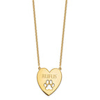 SS/Gold-plated Heart with Cut Out Paw Print Necklace