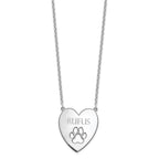 SS/Rhodium-plated Heart with Cut Out Paw Print Necklace