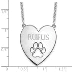 SS/Rhodium-plated Heart with Cut Out Paw Print Necklace