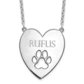 SS/Rhodium-plated Heart with Cut Out Paw Print Necklace
