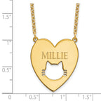 Sterling Silver/Gold-plated Heart with Cut Out Cat Face Necklace
