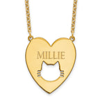 Sterling Silver/Gold-plated Heart with Cut Out Cat Face Necklace