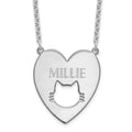 Sterling Silver/Rhodium-plated Heart with Cut Out Cat Face Necklace
