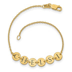Sterling Silver/Gold-plated Epoxy Letter Disc Bracelet