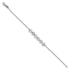 Sterling Silver/Rhodium-plated Epoxy Letter Disc Bracelet