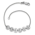Sterling Silver/Rhodium-plated Epoxy Letter Disc Bracelet