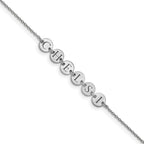 Sterling Silver/Rhodium-plated Epoxy Letter Disc Bracelet