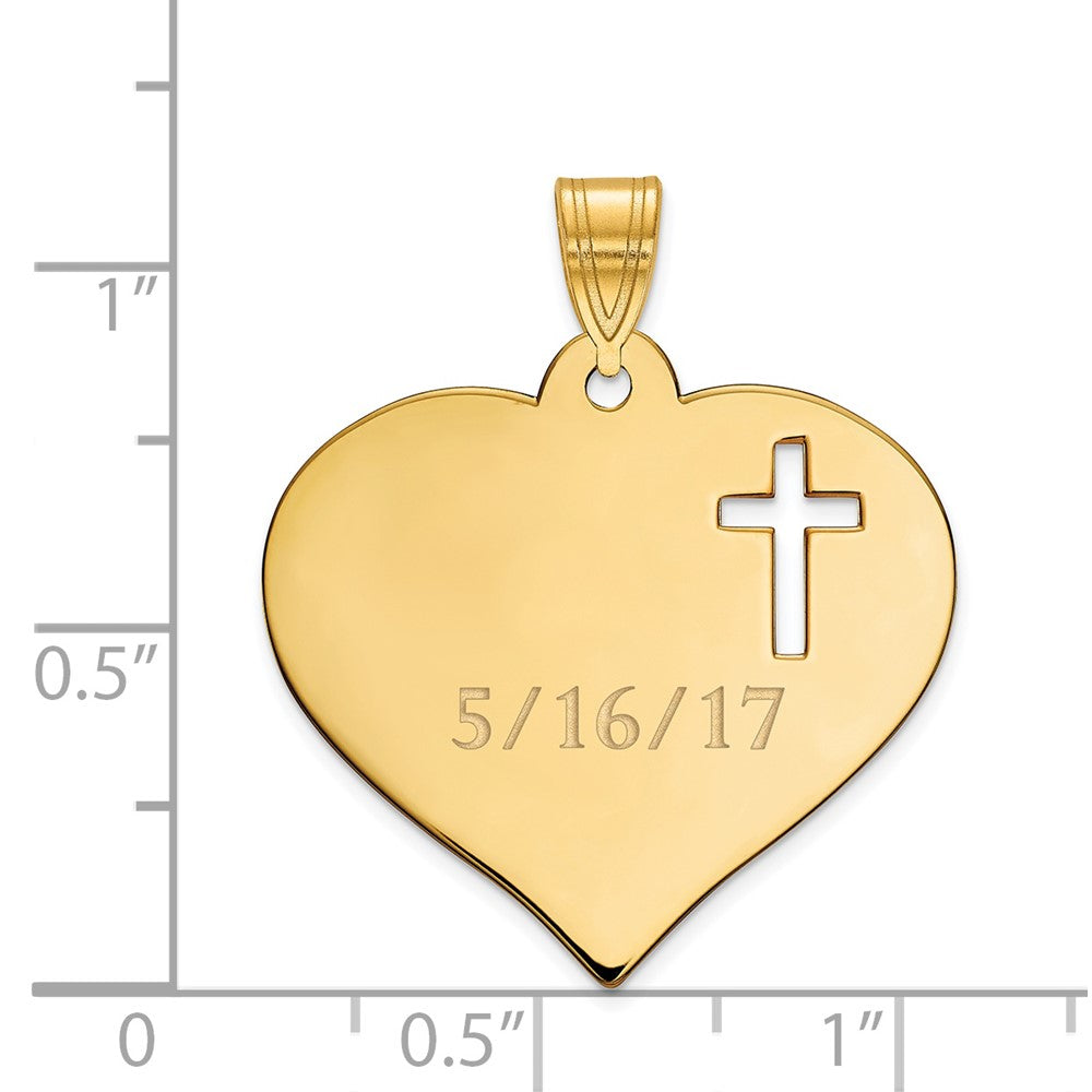 Sterling Silver/Gold-plated Personalized Heart with Cut Out Cross Pendant