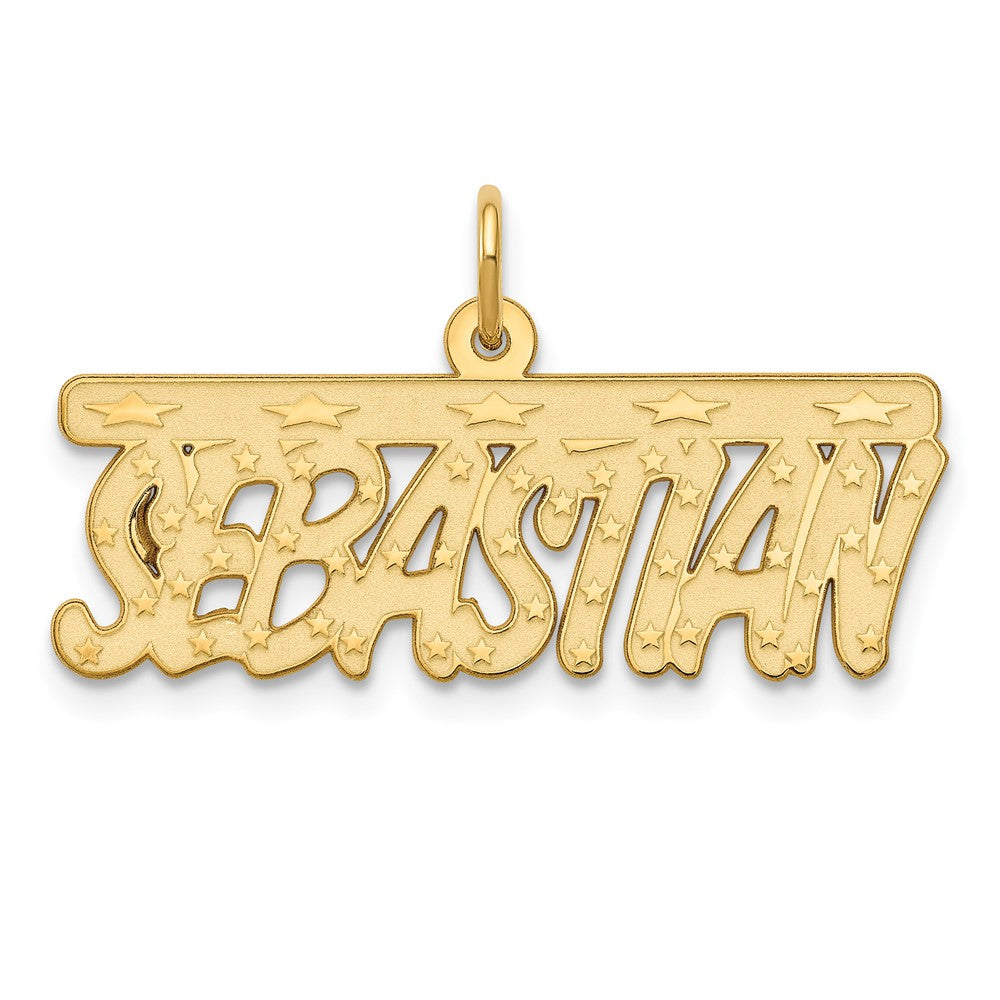 14k Yellow Gold Satin Stars Name Plate