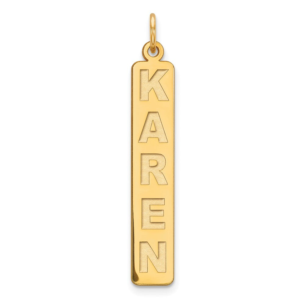 14k Yellow Gold Large  Arial Black New Font Bar Charm