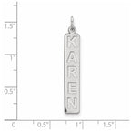 14k White Gold Large  Arial Black New Font Bar Charm
