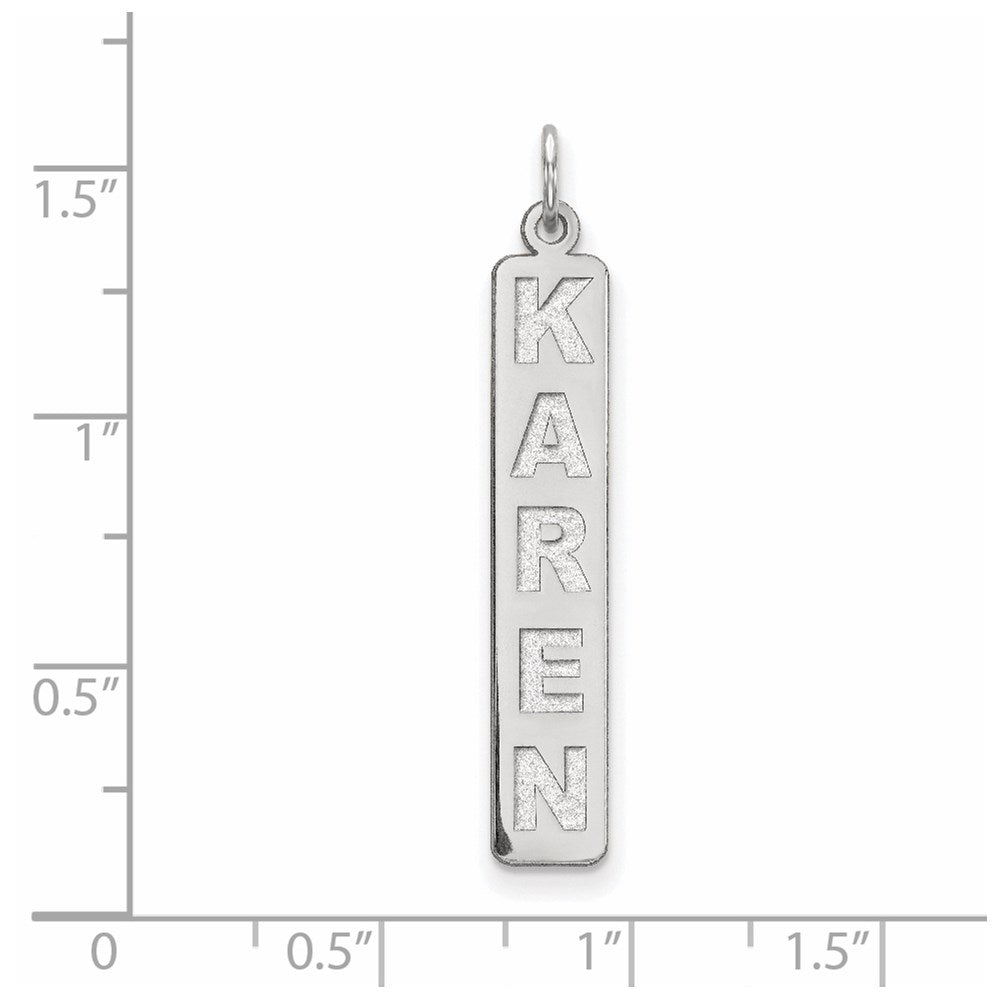 SS/Rhodium-plated Large  Arial Black New Font Bar Charm