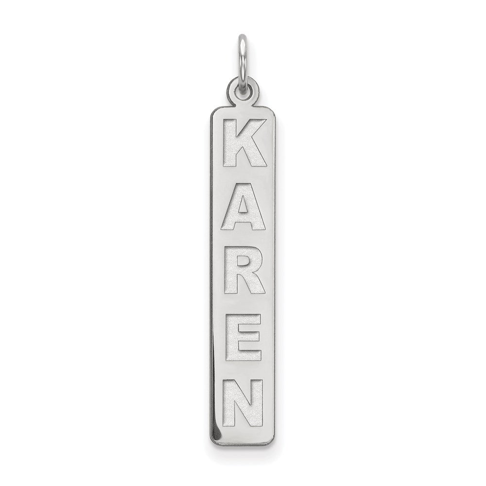 SS/Rhodium-plated Large  Arial Black New Font Bar Charm